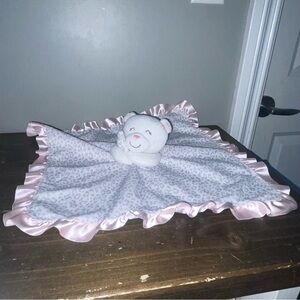 CARTER'S BABY TEDDY BEAR LEOPARD SECURITY BLANKET PLUSH SOFT  PINK SATIN